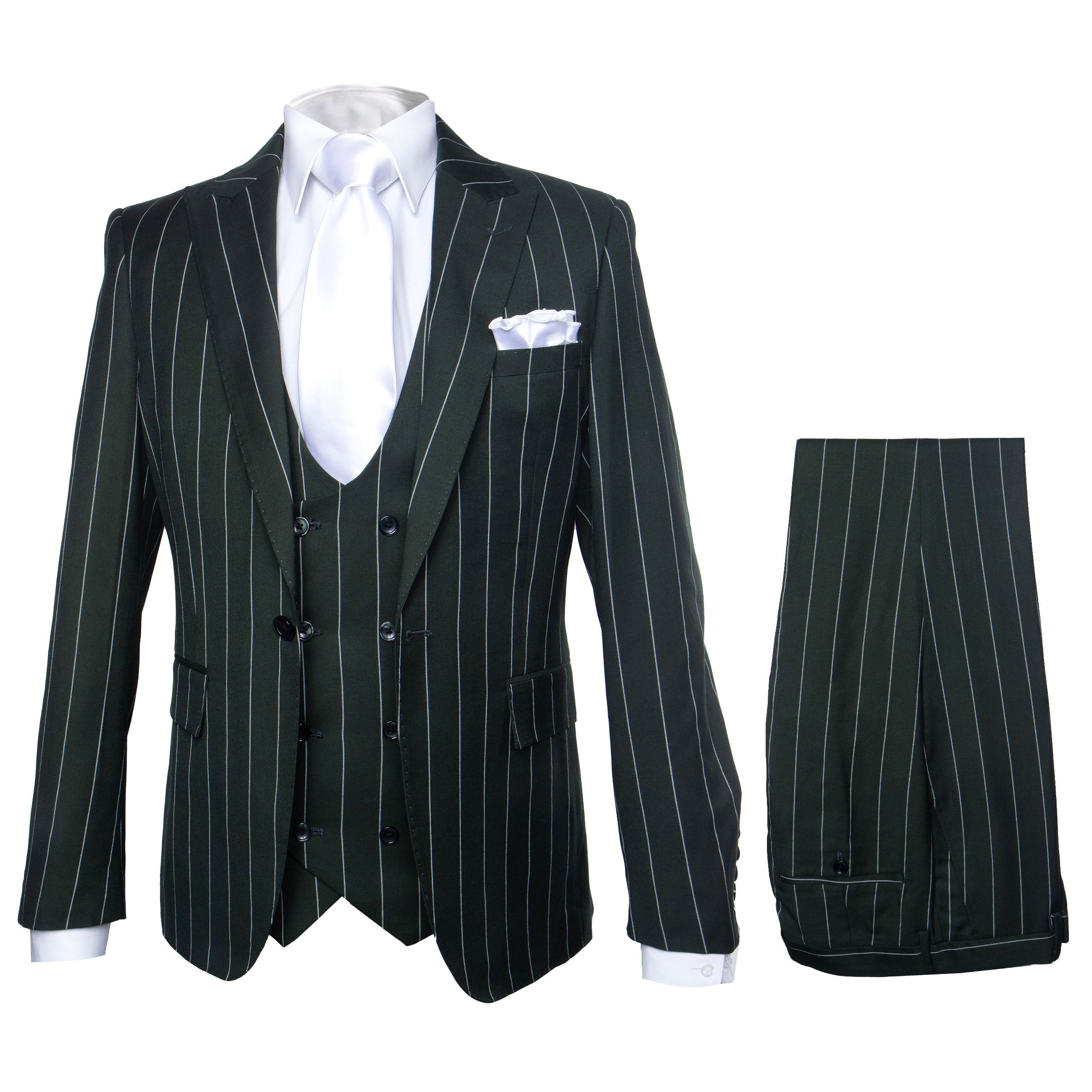 Rossi Man MAX RM1727 Slim Fit Green Pinstripe Suit