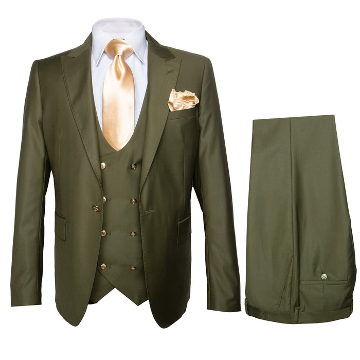 ROSSI MAN Slim Fit Olive 3 Piece Suit