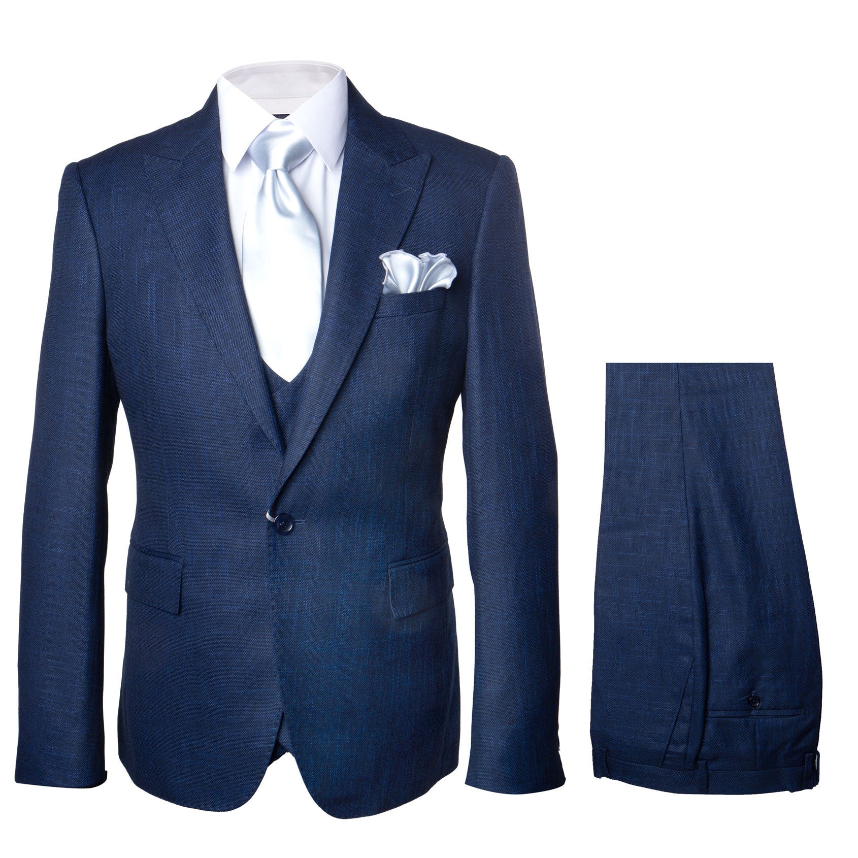 ROSSI MAN Slim Fit Peak Lapel Blue Suit