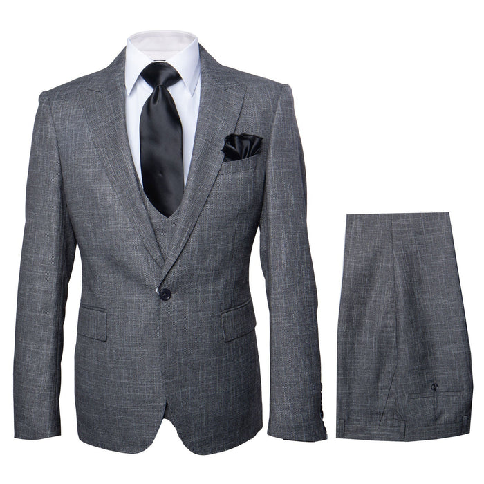 ROSSI MAN Max RM1784 Men’s Grey 3 Piece Suit, Formal Wedding Business Dress Suit