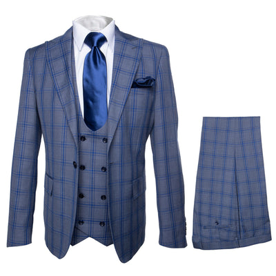 Rossi Man Slim Fit 3Pc Plaid Suit RM1823