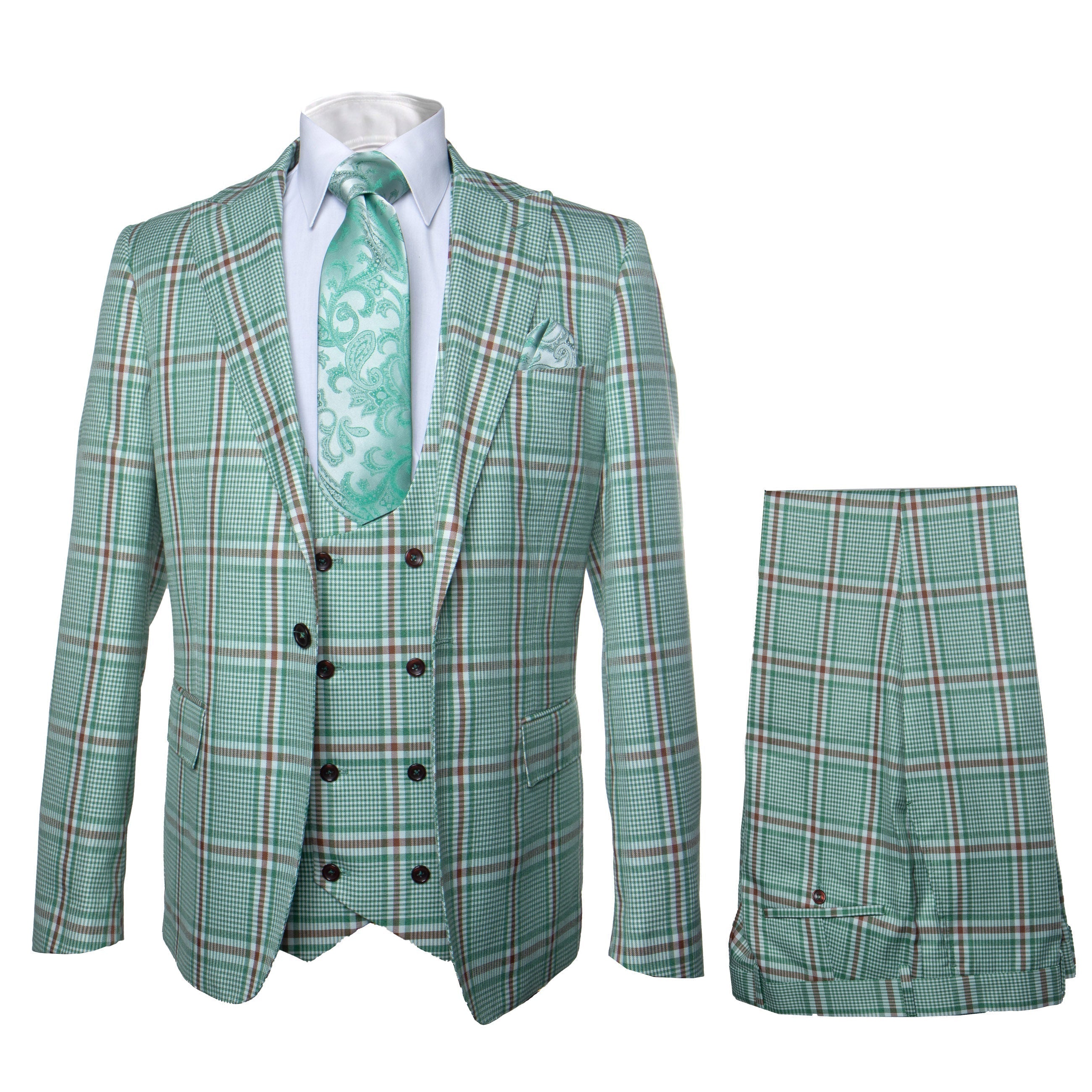 Rossi Man Mint Green Slim Fit Three Piece Suit