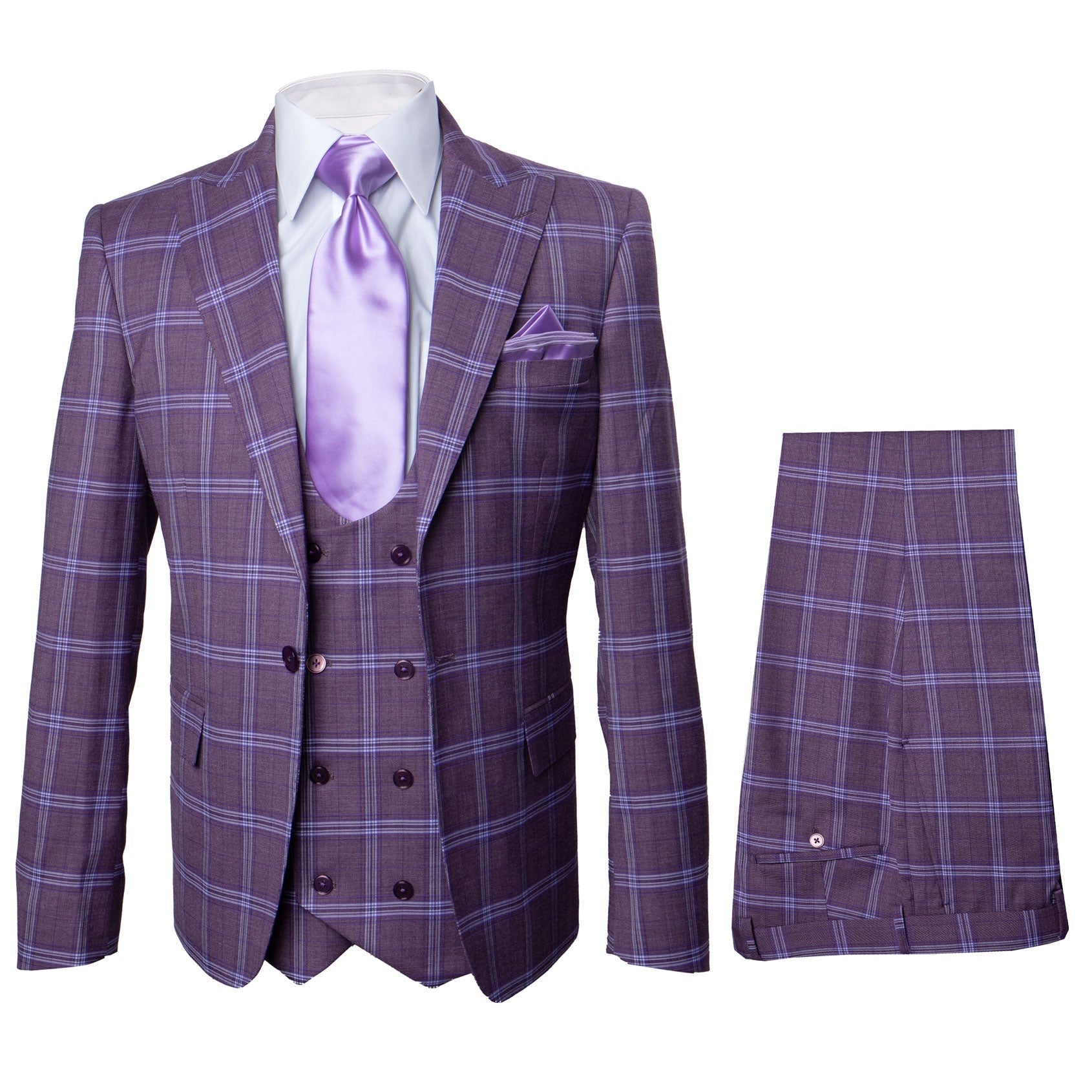 Rossi Man Slim Fit Plaid Three Piece Suit