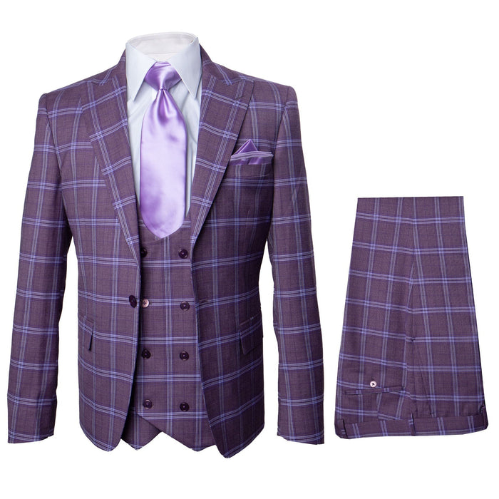 Rossi Man Slim Fit Plaid Three Piece Suit