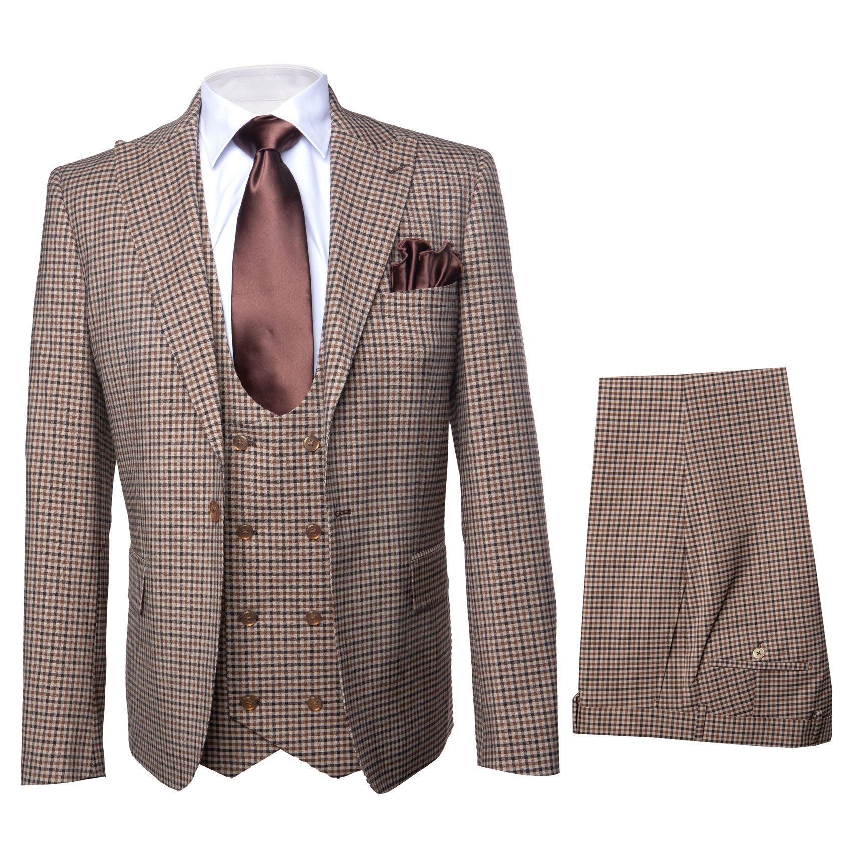Rossi Man Slim Fit Three Piece Plaid Suit