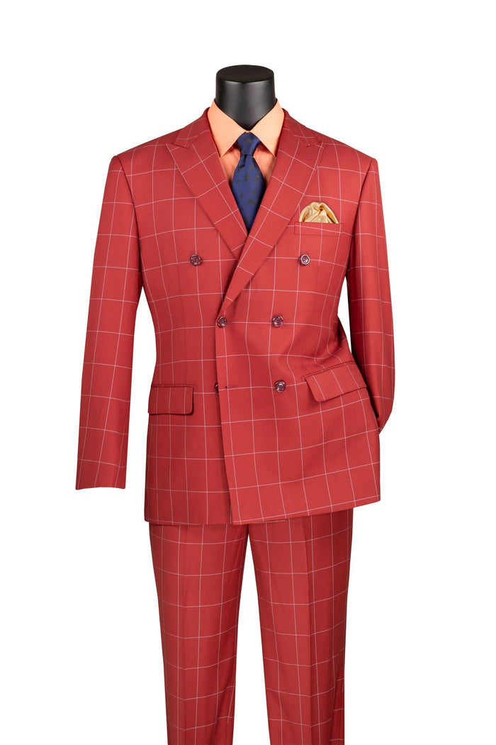Naples Double Breasted Modern Fit Windowpane Suit