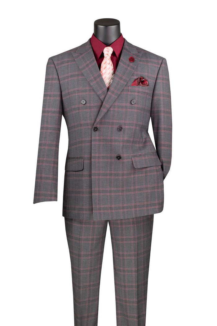 Charcoal Glen Plaid Double Breasted Suit