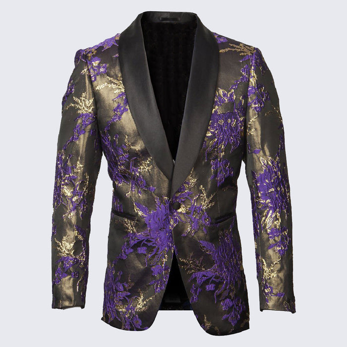 Purple and Gold Tuxedo Jacket with Shawl Lapel – Wedding & Prom