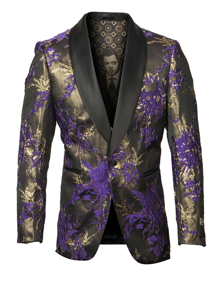Empire Purple Floral Shawl Dinner Jacket