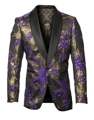 Empire Purple Floral Shawl Dinner Jacket