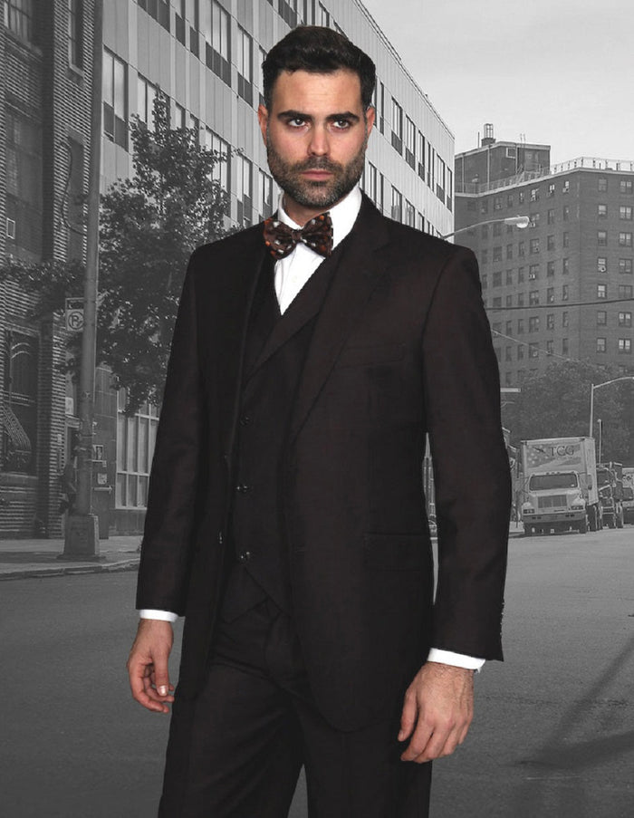 2 Button Brown Suit with Double Breasted Vest