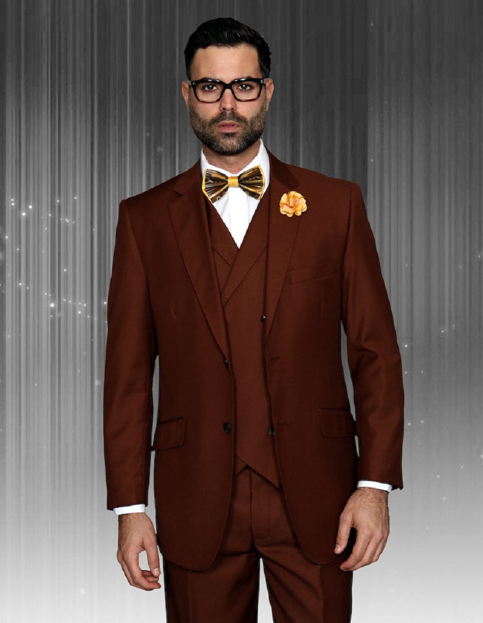 Classic Pleated Suit with Double Breasted Vest