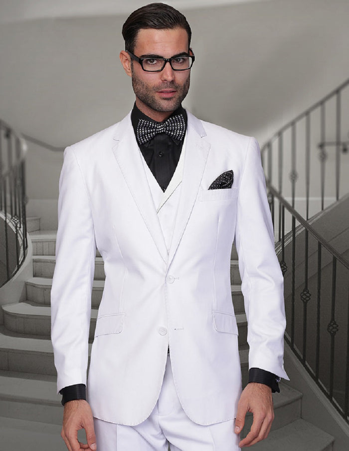 White Classic Fit Suit with Double Breasted Vest
