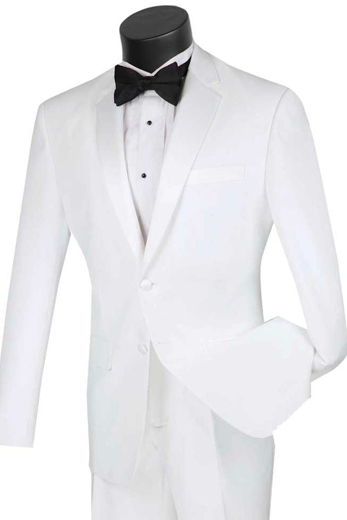 Slim Fit White Poplin Tuxedo for Men