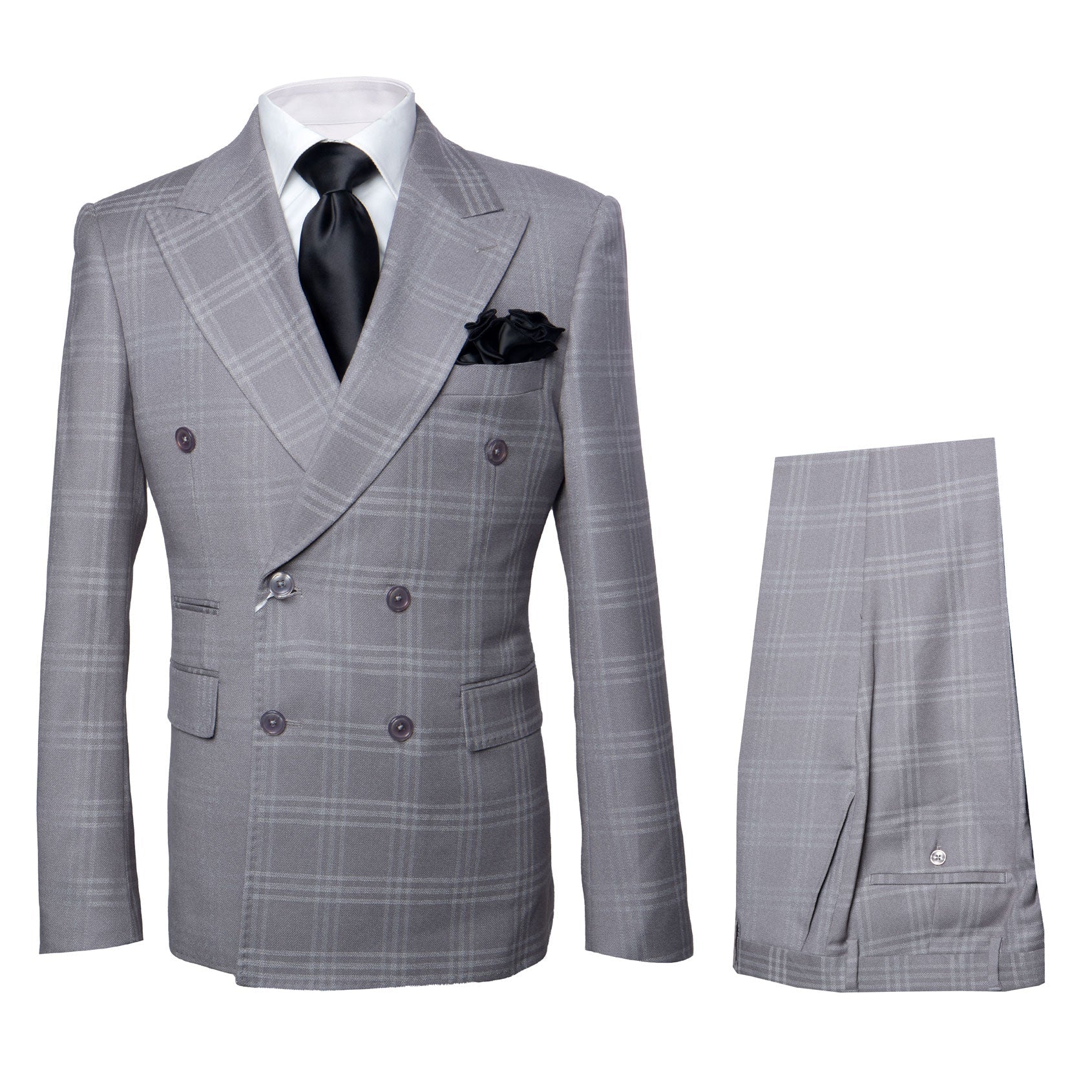 ROSSI MAN MILANO Double Breasted Windowpane Suit