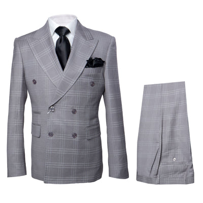 ROSSI MAN MILANO Double Breasted Windowpane Suit