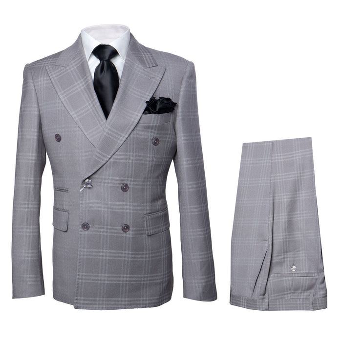 ROSSI MAN MILANO Double Breasted Windowpane Suit
