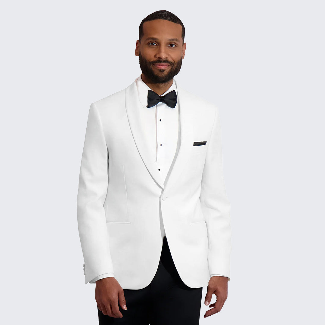 White Dinner Tuxedo Jacket with Shawl Lapel – Wedding & Prom