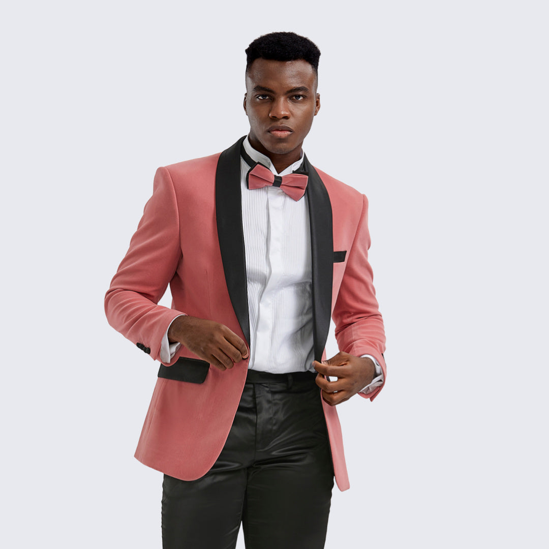 Mauve Velvet Tuxedo Jacket with Shawl Lapel – Slim Fit