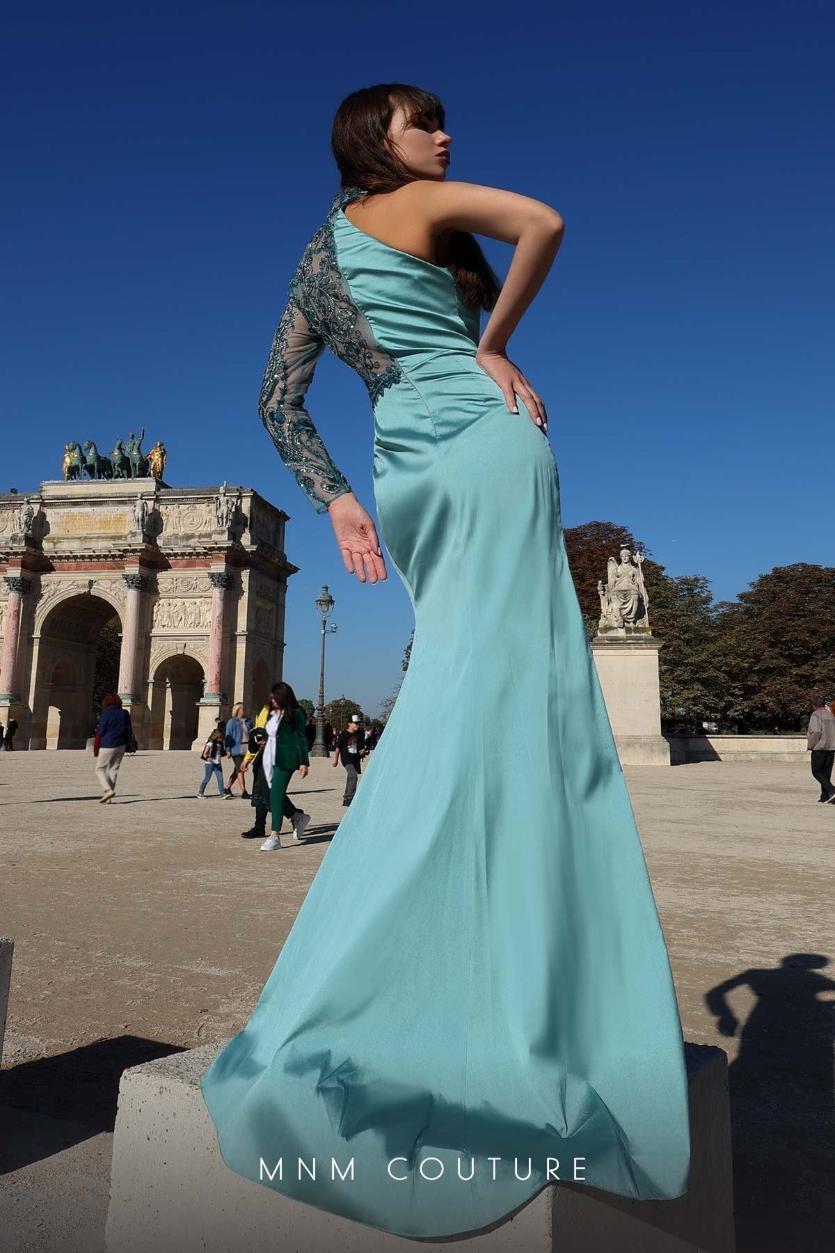 MNM Couture K4017 Blue Sophisticated Evening Gown