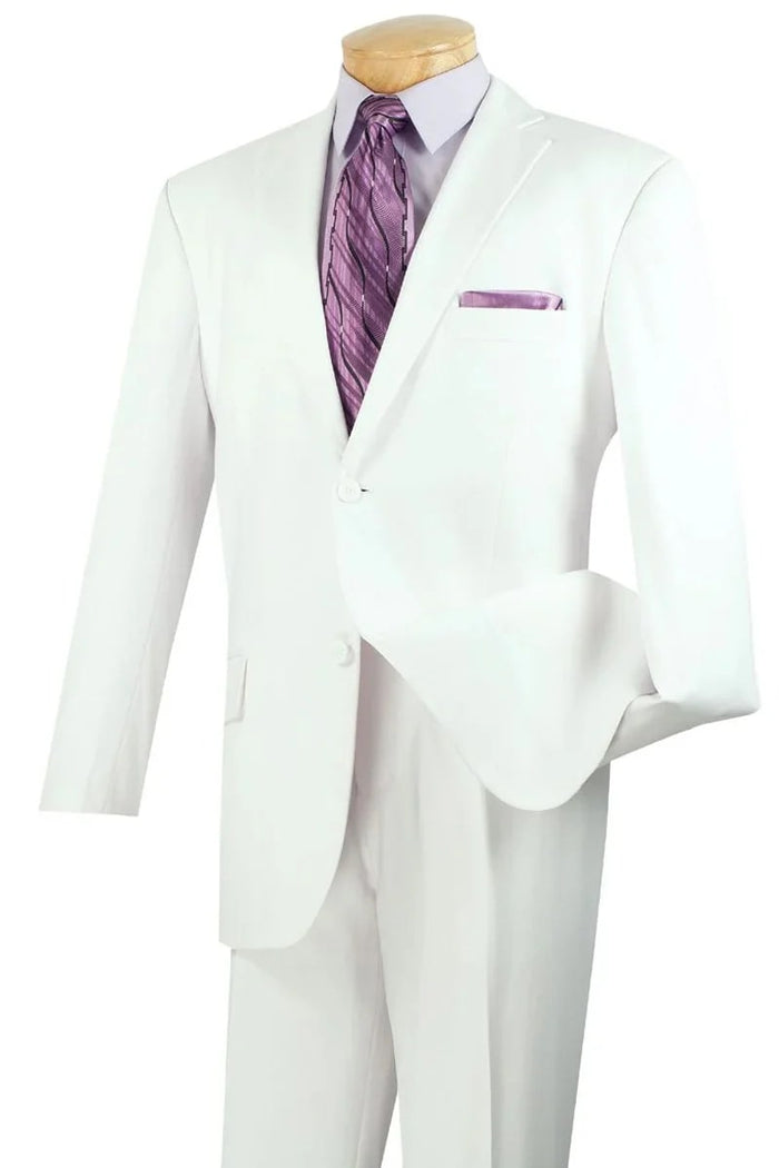 Men's Modern Fit Two Button White Poplin Suit