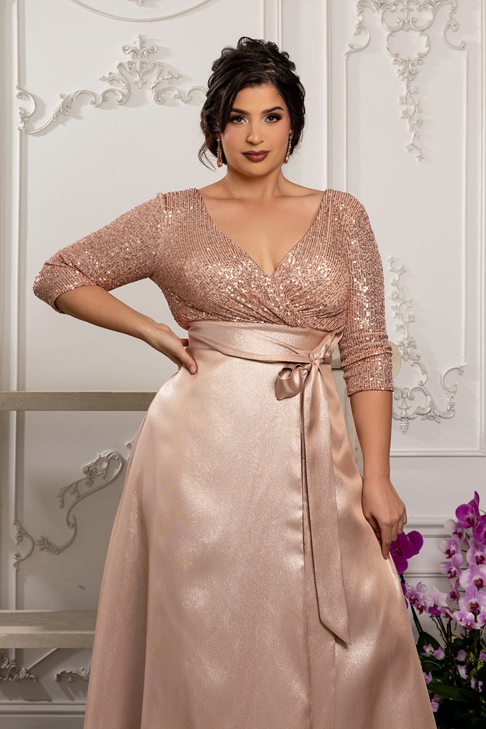 Short Sleeve Mother of the Groom Dress with Slit