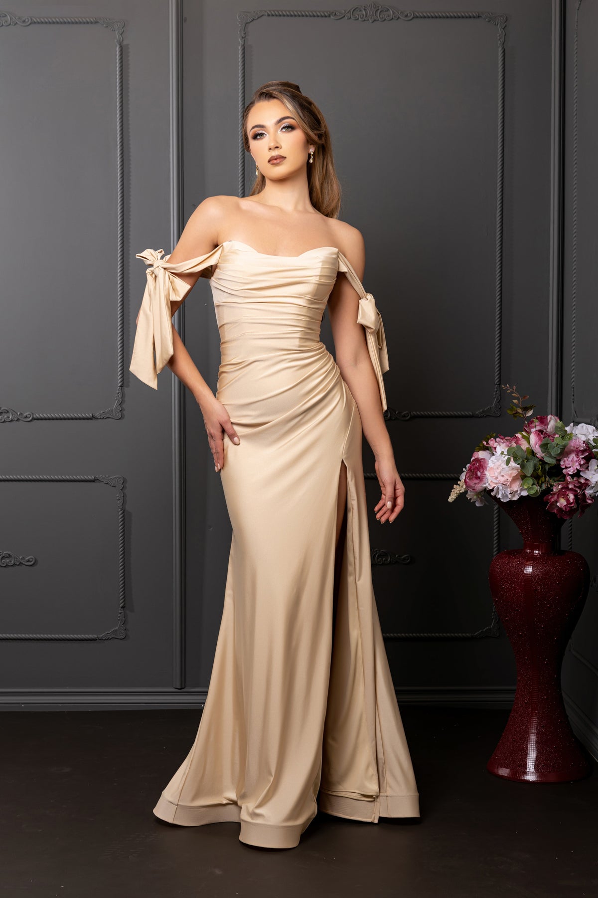 Prom Dress Stretchy Off The Shoulder Plus Size Gown for a Wedding Guest