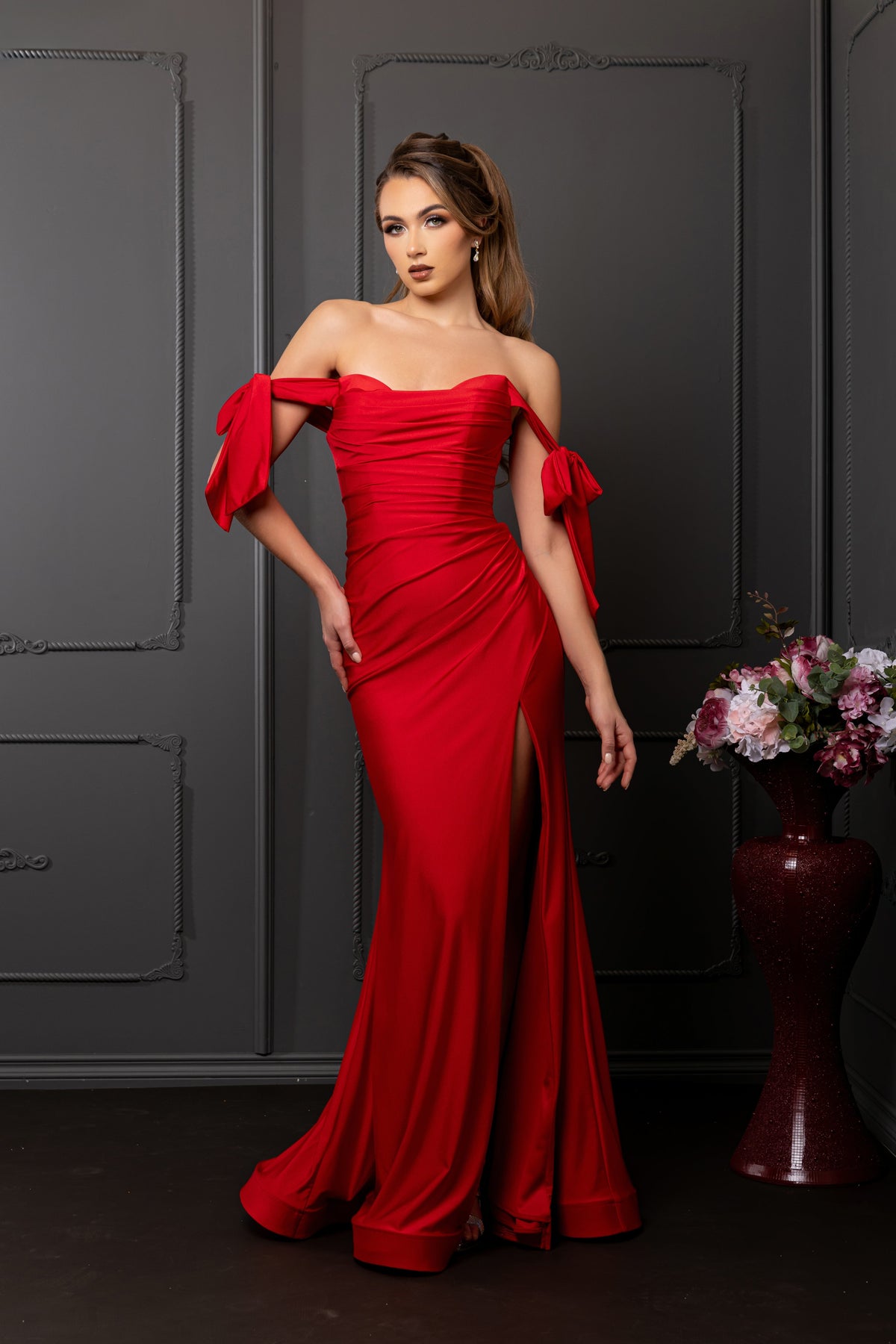Prom Dress Stretchy Off The Shoulder Plus Size Gown for a Wedding Guest