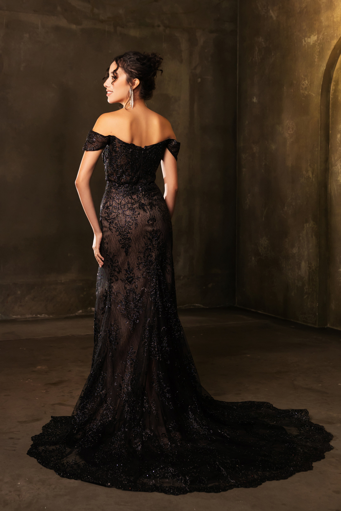 Black/Nude Quinceanera Mom Dresses Mother of the Quince Gowns by MQ2158