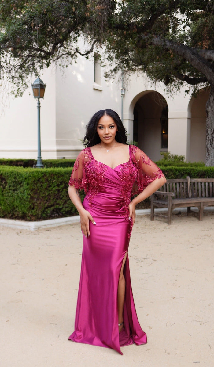 Plus Size Sequin Mermaid Mother of the Bride Gown with Sweetheart Neckline & Side Slit By May Queen MQ2173B