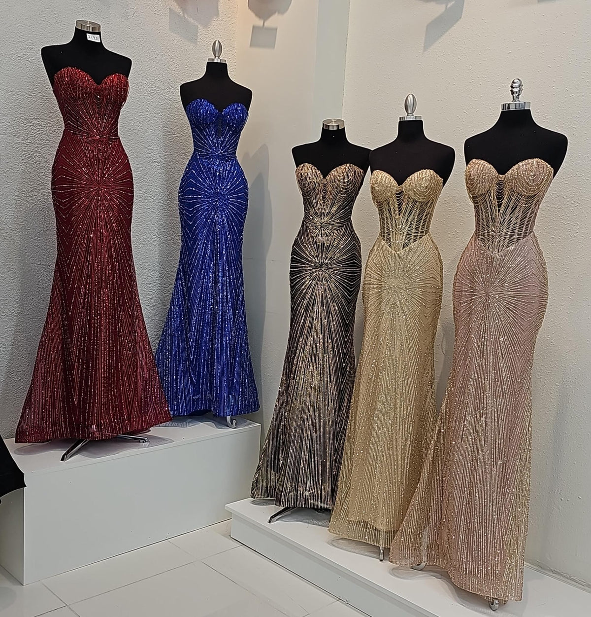 Strapless Corset Sequin Evening Gown | Sparkling Mermaid Prom Dress By May Queen MQ2195