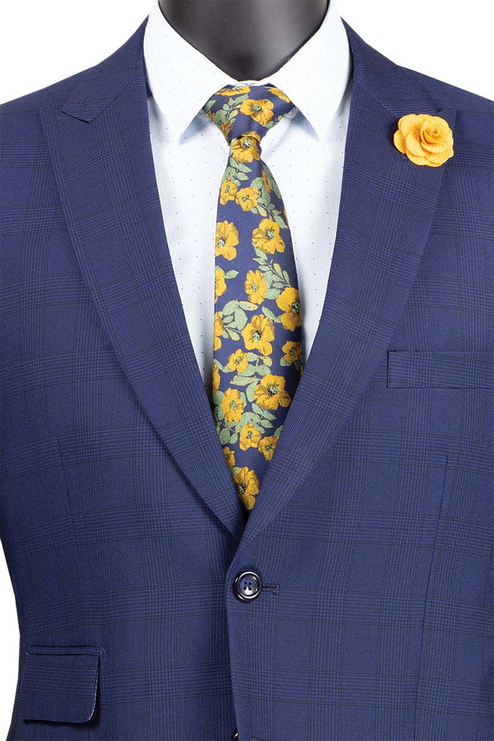 Catania Modern Fit Blue Windowpane Suit