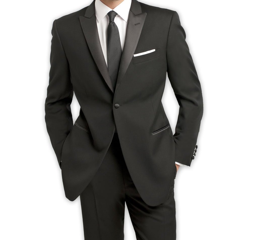 Slim Black Tuxedo with Satin Peak Lapel