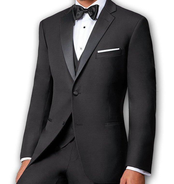 Regular Fit Black Tuxedo with Satin Peak Lapel