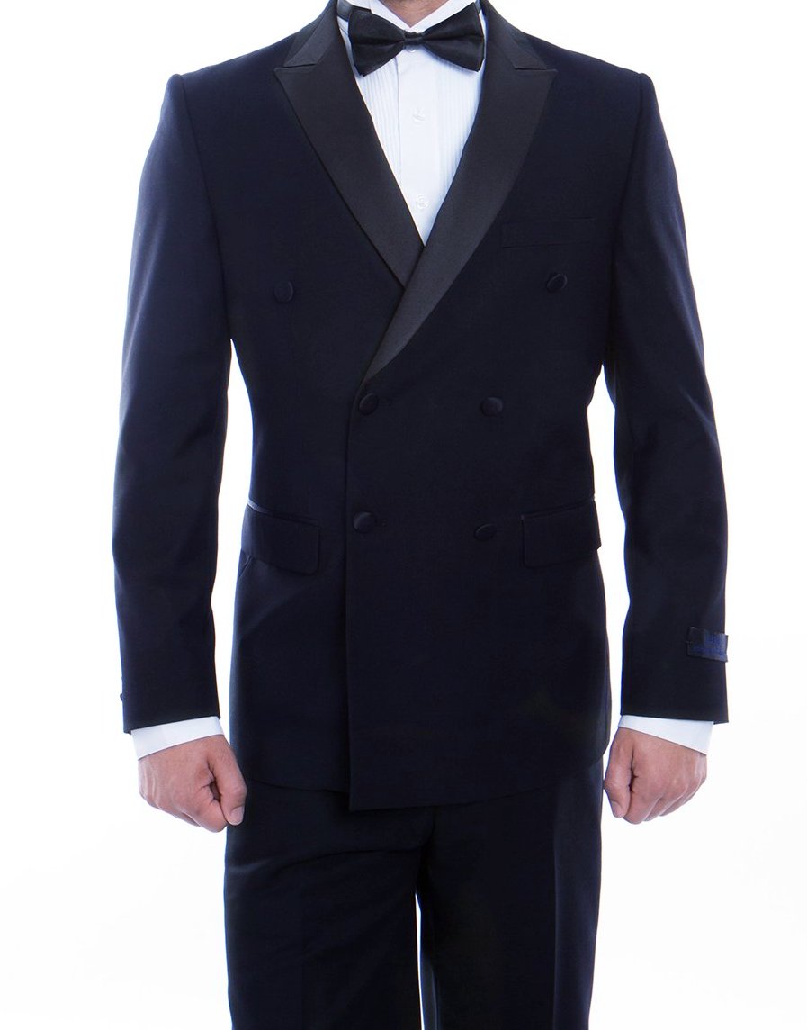 Slim Double Breasted Navy Tuxedo by SA