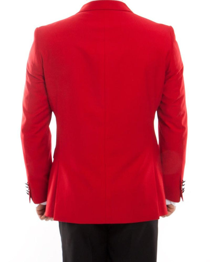 Red Slim Double Breasted Tuxedo with Satin Lapel