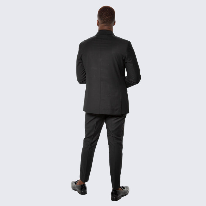 Black Double Breasted Slim Fit Tuxedo Peak Lapel - Wedding - Prom
