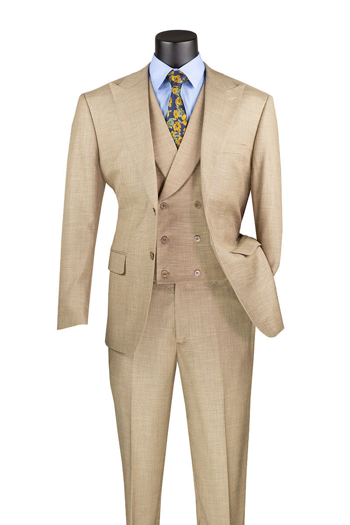 Taupe 3 Piece Suit with Adjustable Waist