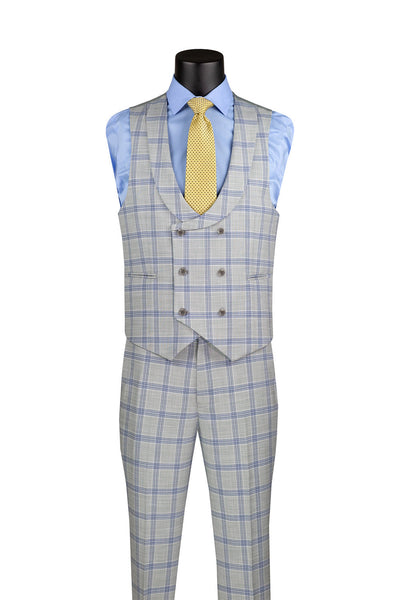 Modern Fit Windowpane 3 Piece Suit by Vinci
