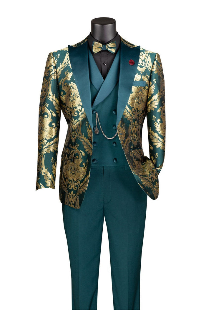 Emerald Gold 3 Piece Suit with Bow Tie