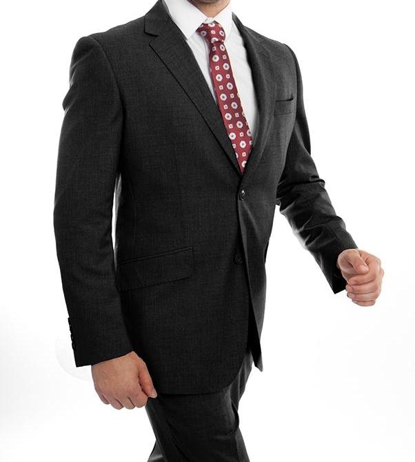 Arezzo Modern Italian Wool Suit, Black, 2 Piece
