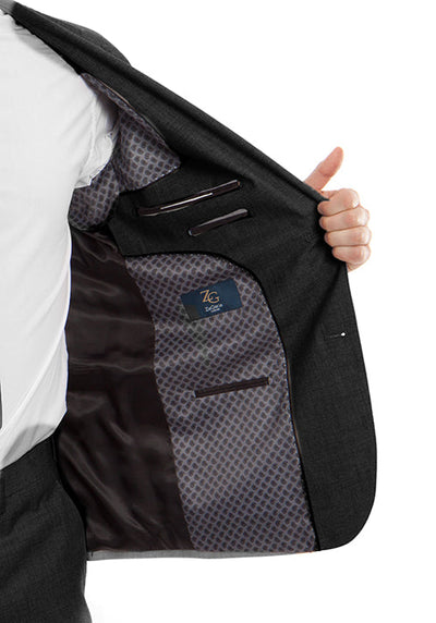 Arezzo Modern Italian Wool Suit, Black, 2 Piece