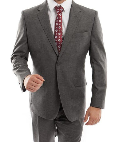 Arezzo Modern Fit Wool Suit, Italian Style, Dark Gray