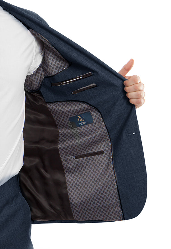 Arezzo Modern Fit Indigo Wool Suit - Italian Style 2 Piece