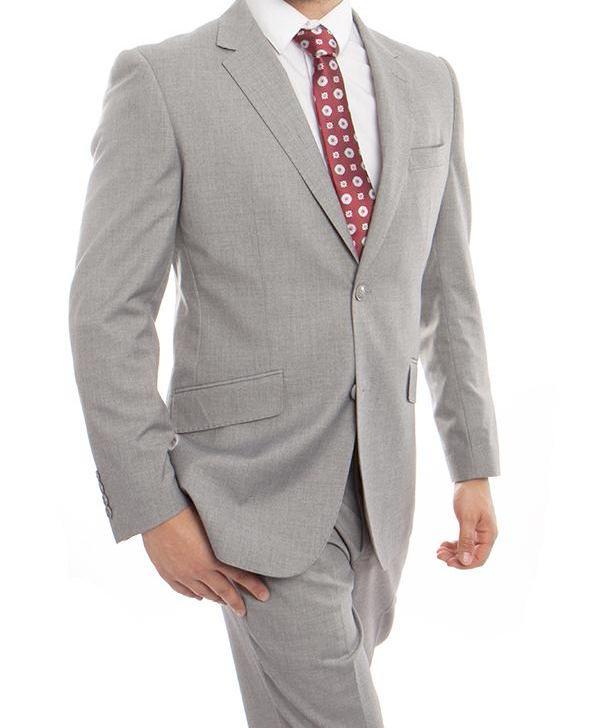 Arezzo Collection Wool Suit Modern Italian 2 Piece Gray
