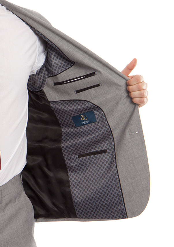 Arezzo Collection Wool Suit Modern Italian 2 Piece Gray