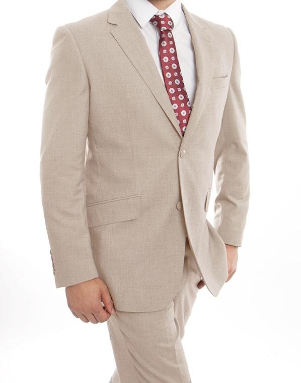 Arezzo 100% Wool Modern Fit Italian Suit 2 Piece Tan