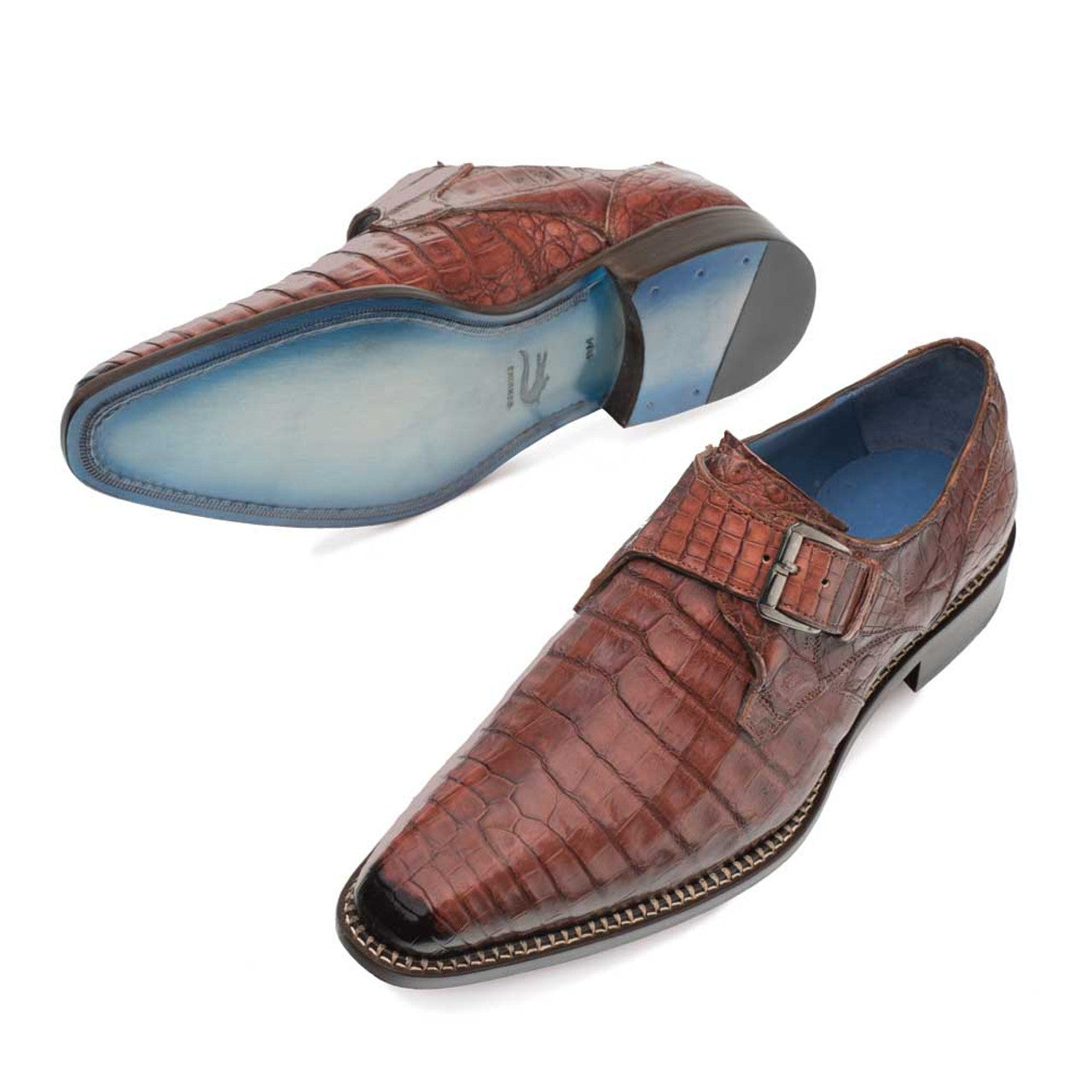 Mezlan Magnus Crocodile Monk Strap Slip On