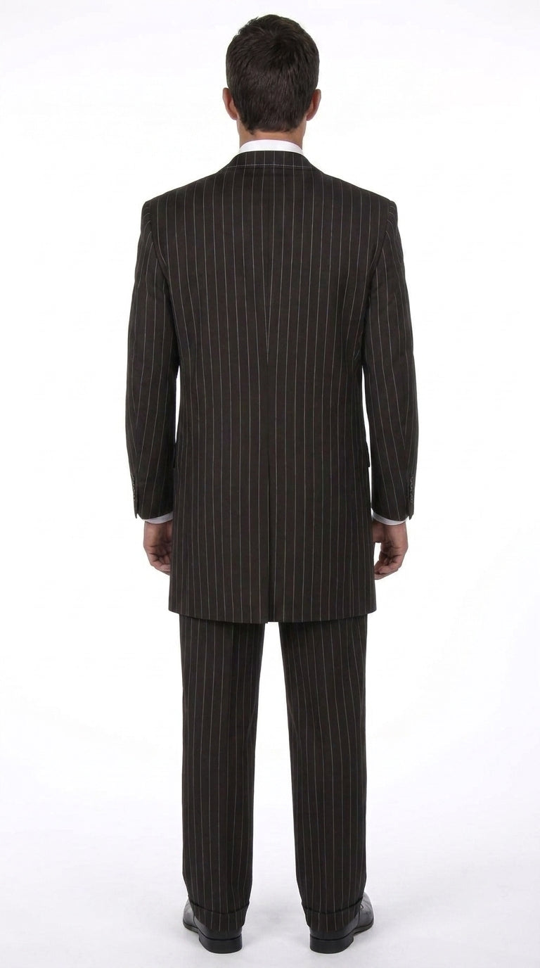 Men’s Big and Tall Black Pinstripe Suit, Plus Size 3 Piece Formal Wedding Business Suit