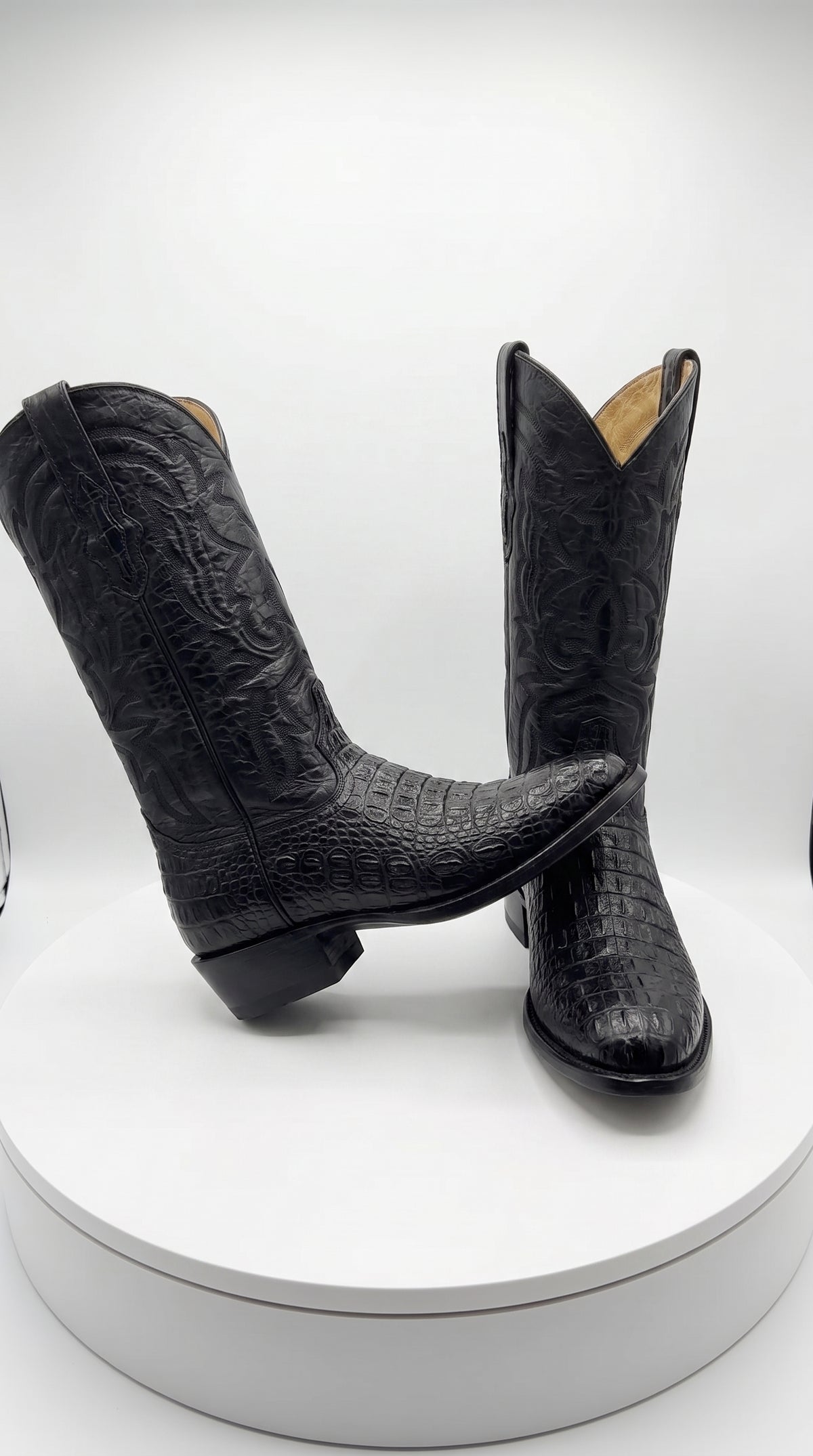 Los Altos Men’s Black Western Boots, Exotic Cowboy Dress Boots for Rodeo and Country Wear